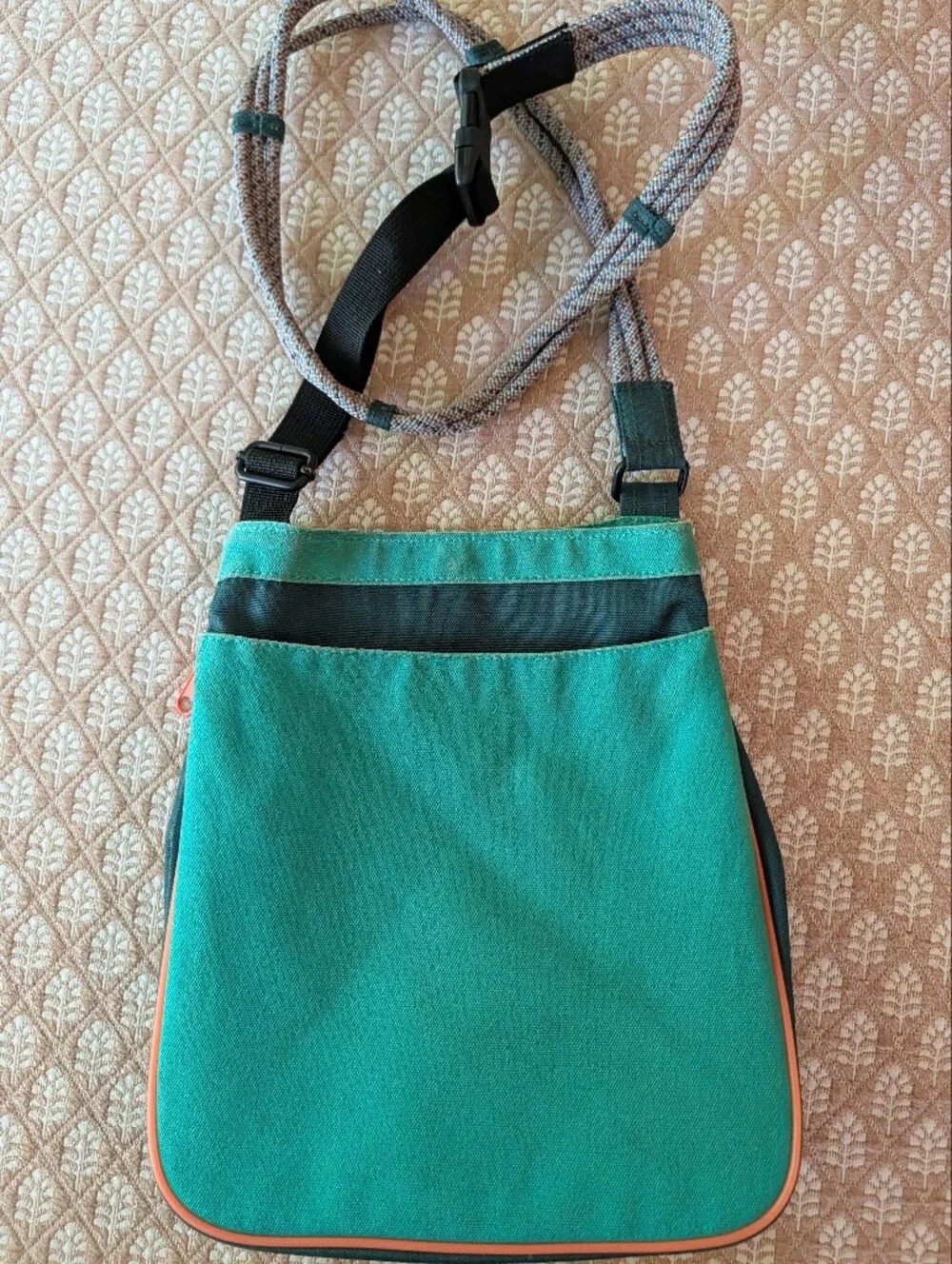 Kavu Teal Messenger Bag with Orange Trim